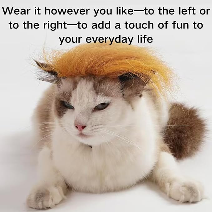 Funny Yellow Pet Wig Headband, Adjustable Elastic Long Pile Costume Accessory, Party Photo Prop for Cat Dog Rabbit (S)