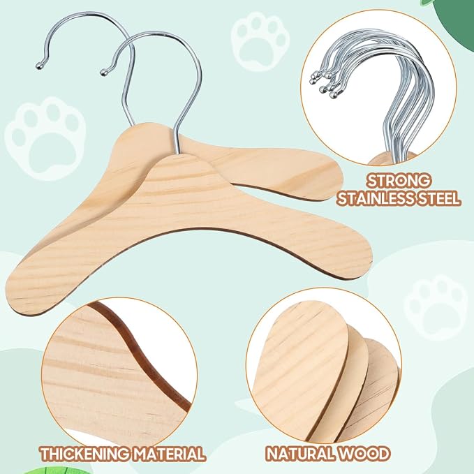 UKCOCO Pet Clothes Rack, with 10 Solid Wood Hangers, Wrinkle-Free Storage for Small Dogs & Cats, Travel-Ready Mini Wardrobe