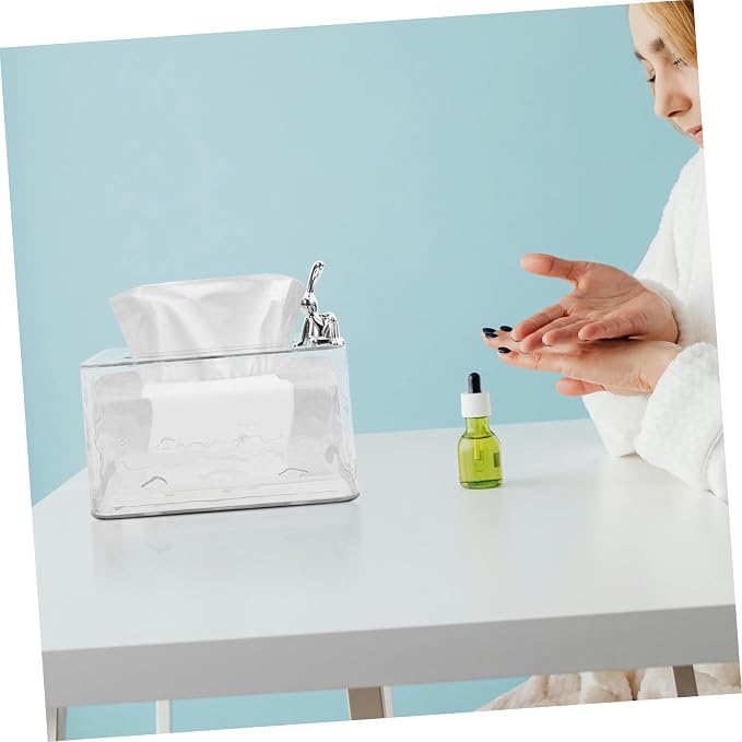 Clear Tissue Box Holder Elegant Tissue Dispenser for Home Office Decor Space-Saving Design Transparent Storage for Easy Item Identification
