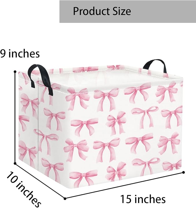 Rectangular Baby Kids Storage Basket for Home Kitchen Girls Cute Toy Storage Bin Organizer Shelf Book Room Decor(Bowknot)