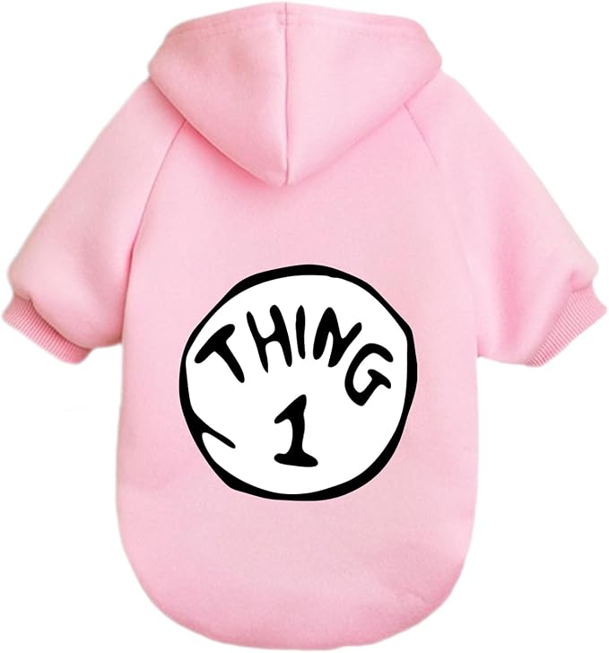 Dog Hoodie Pet Clothes for Small Dogs Thing 1 Printed Hoodies Medium Puppy Hooded Sweatshirt Pullover Outfit(Pink,L)