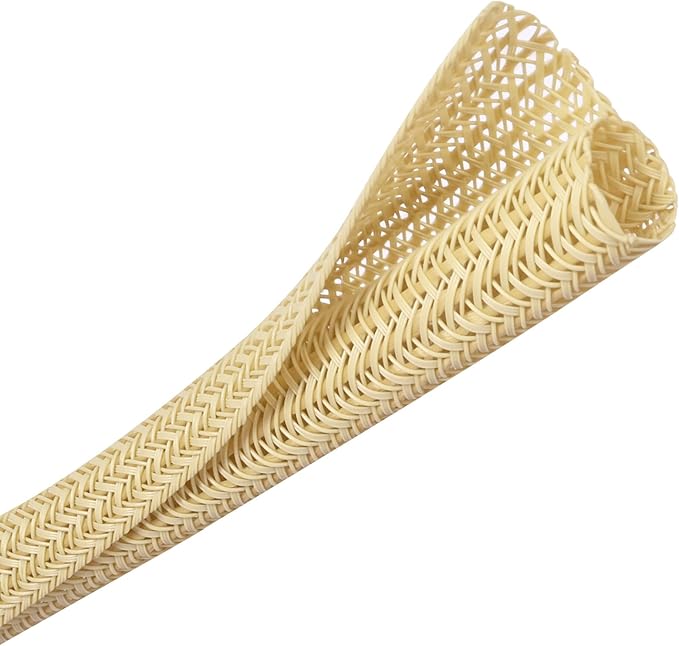 Cable Management Sleeve, Split Design, 10FT - 1 Inch, Beige | Cord Protectors from Pets | Heat & Abrasion Resistant Wire Loom | Automotive Wiring & Home Office Cable Organization