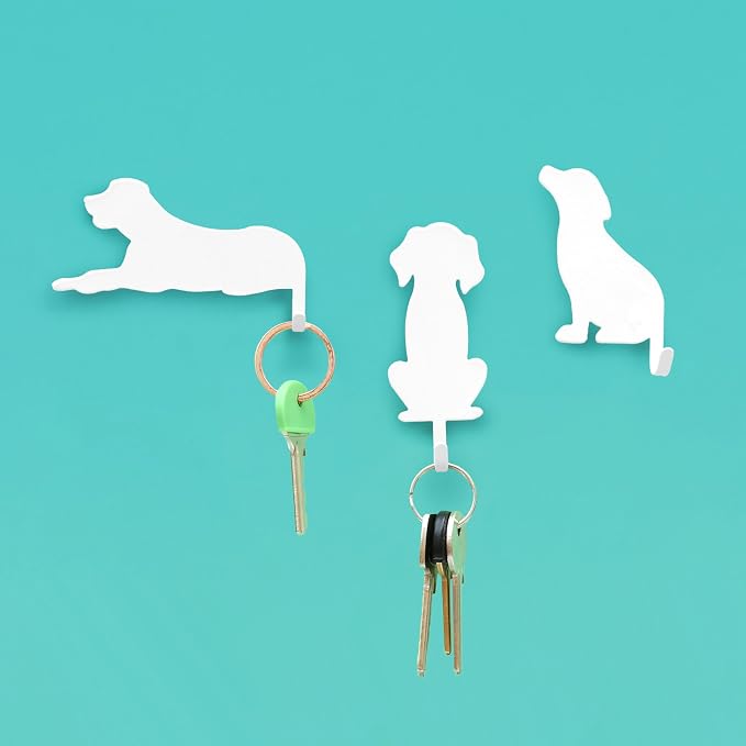 Suck UK Dog Hooks - Dog Keyholders - Novelty Gift for Pet Lovers - Decorative Metal Hangers for Keys Leashes Towels Pet Collars & Small Items - Multi Use Home Decor & Wall Hook Key Holder Organizer