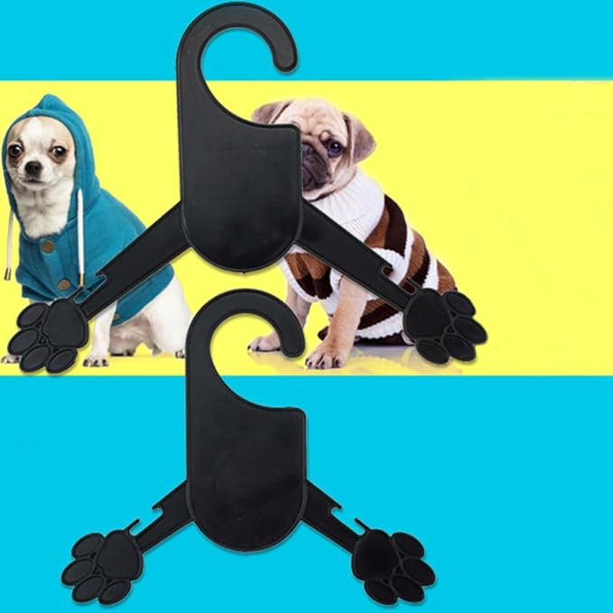 VOSAREA 10pcs Black Plastic Paw Shape Pet Clothes Hangers for Dog and Cat Clothes Thick Sturdy Design Not Easy to Break Portable and Space-Saving Organizer