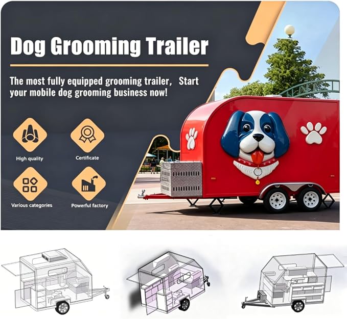 Mobile Pet Grooming Trailer Professional Dog Grooming Salon Station | Built for Mobile Groomers with Business Ready Layout, Grooming Workspace, Storage Solutions and Custom Design Support