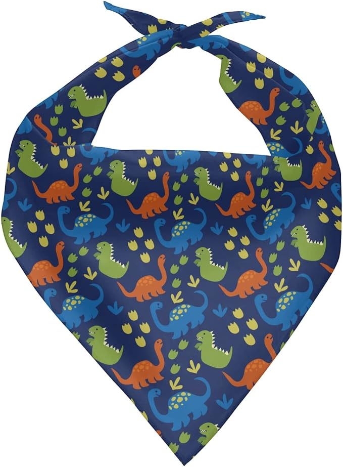 Howilath Cute Colorful Dinosaur Printed Dog Bandana Scarf Triangle Bibs Pet Accessories Cat Kerchief