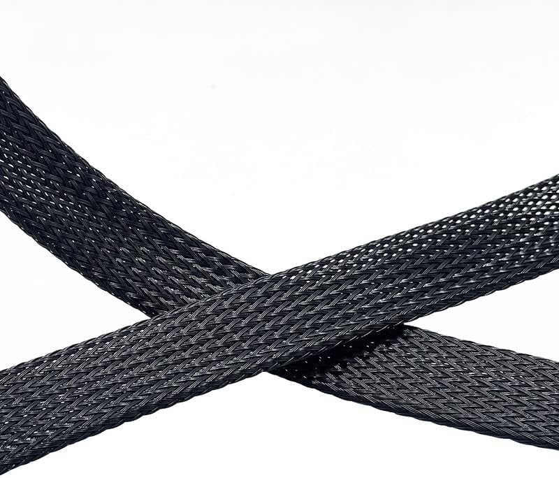 25Ft-3/4inch PET Expandable Braided Wire Sleeving,Wire Loom Cable Sleeve for TV,Computer,Home Theater,Automotive,Home Industrial,Electrical Wires,Chemical,Protect Cat from Chewing Cords,Black