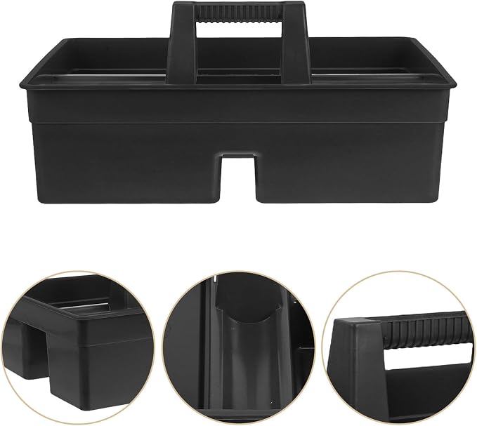 DOITOOL Plastic Tool Box Organizer with Handle, 3 Compartments Cleaning Supply Caddy for Household and Environments, Space Efficient and Versatile Storage Basket