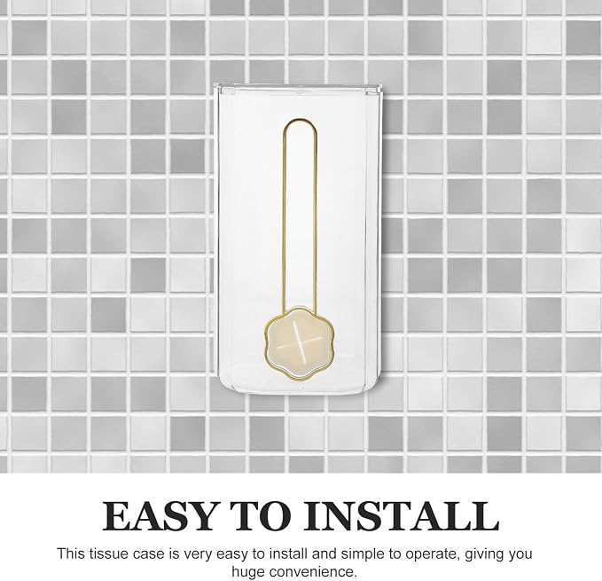 Bathroom Tissue Box Wall-Mounted Holder Adhesive Napkin Storage for Kitchen and Bathroom Easy Installation Pet and Design