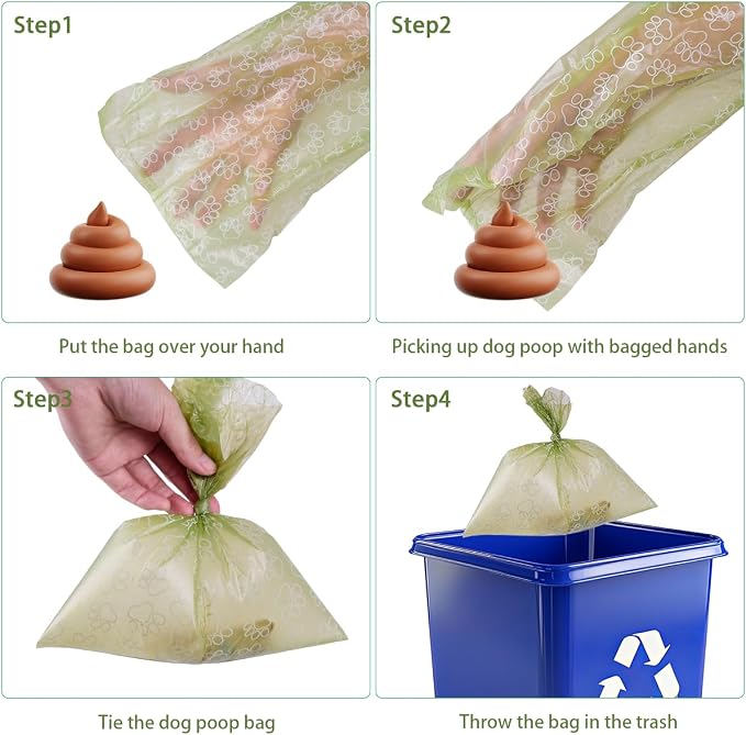 Poop Bags Rolls 256 Count - 9x13 Inches Green Thickened Leakproof Lavender scent Poo Bags for Dogs, Eco-Friendly Pet Waste Bags for Walking,Travel,Home