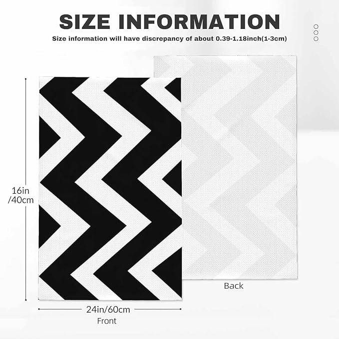 Geometric Waffle Kitchen Dish Cloths Monochrome Abstract Black White Stripes Ultra Soft Absorbent Quick Drying Dish Towels 16 X 24 Inches Set of 2
