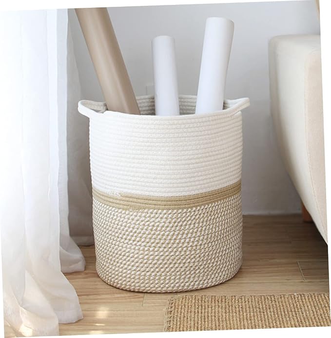 MERRYHAPY Multifunctional Rope Storage Basket for Pet Toys Laundry and Sundries Stylish Organizer Bin Portable Handle