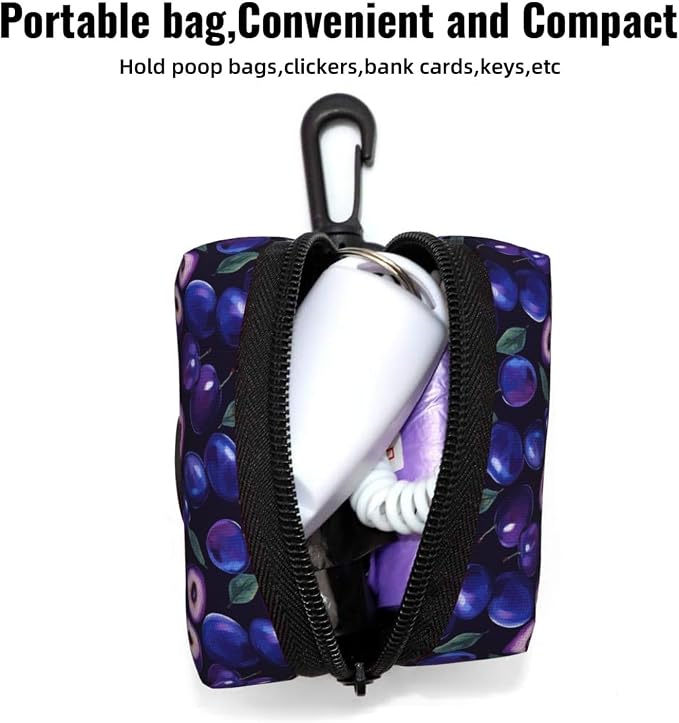 Plum Fruit Pet Waste Bag Dispenser 0.2L | Portable Dog Poop Holder Waste Bag With Zipper Park Doggy Walking Accessory