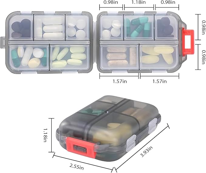 2PCS 7-Day Pill Organizer with Labels – Travel Pill Case, Daily Medication Organizer | Compact & Secure | Fits in Pocket/Purse (3.7” x 2.4”)