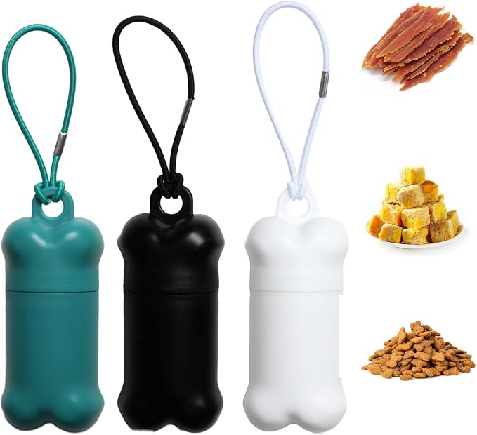 3 Pieces Portable Treat Holder Small | Mini Dog Treat Pouch for Training, Dog Treat Bag for Leash and Travel Treat Container Dispenser Airtight