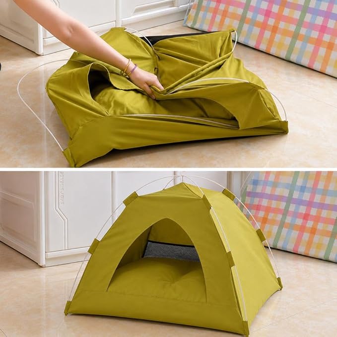 Personalized Dog Cat Pet Tent for Indoor with Name & Paw Print Multicolor (Blue)