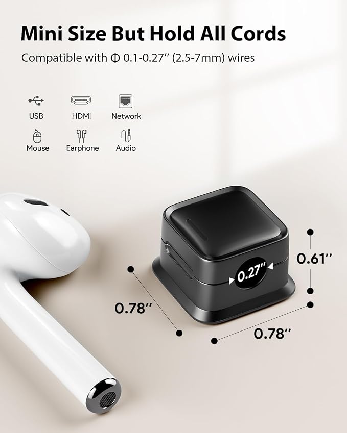 18 Pack Cord Organizer, Magnetic Cable Clips, Under Desk Management, Black | 0.27in Cable Compatible,Strong Adheive Wire Holder Keeper,Easy Open Phone Charger Holder for Home Car Desk Nightstand Office