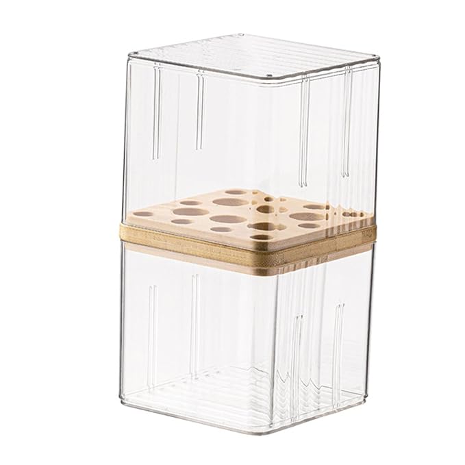 Makeup Pad Storage Case Makeup Brush Organizer Storage Container Cosmetic Remover Pad Organizer Table Top Portable Storage Container PET, for Brushes