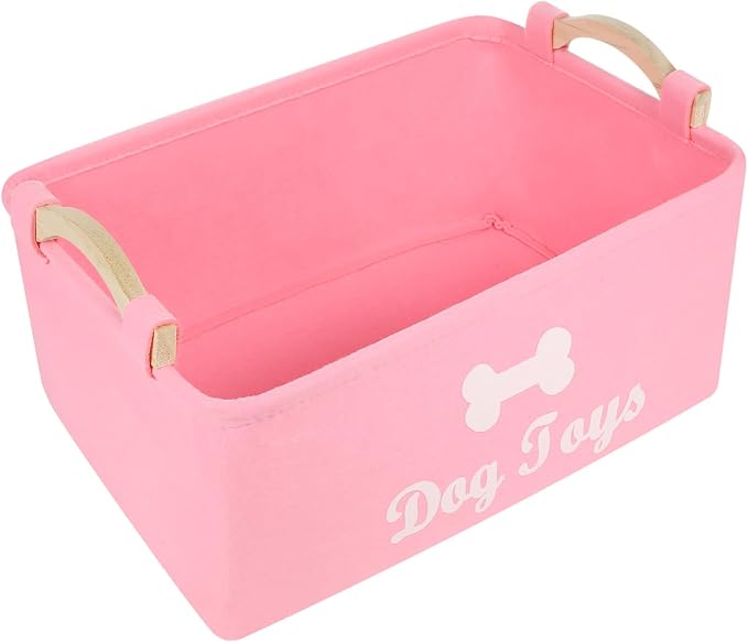 Pink Felt Pet Storage Box with Handles Lightweight Dog Basket Organizer for Home Decor Compact and Portable Pet Container for Daily Tidiness
