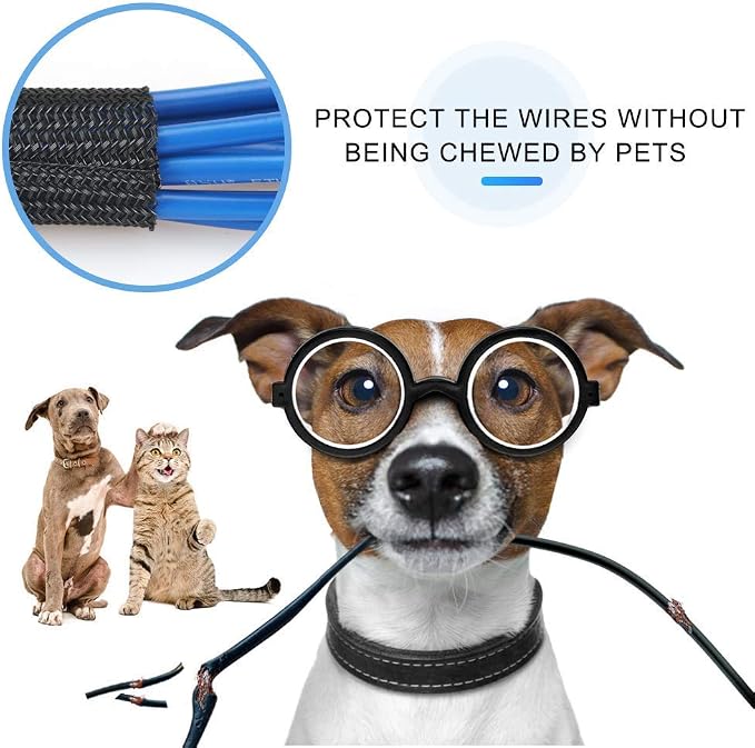 AGPTEK Cable Sleeve, 10ft - 4/5 inch Cable Management Cord Hider, Black | Desk Cord Cover Organizer Wire Hider for Office Computer TV Wire Loom Tubing Pet-Proof Cord Protector from Cat Dog Chewing