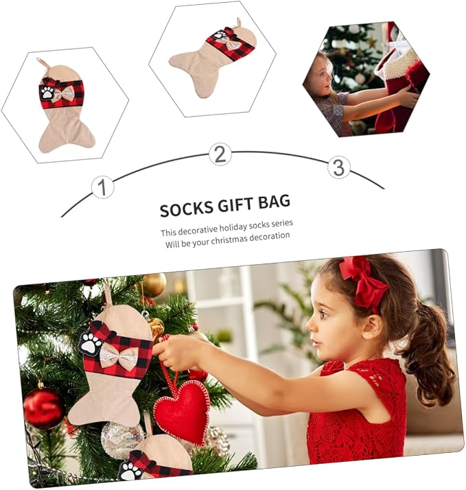 FRCOLOR Christmas Pet Stocking Gift Bag Holiday Present Pouch Festive Candy Storage for Gifts and Stocking Fillers Xmas Party Decoration