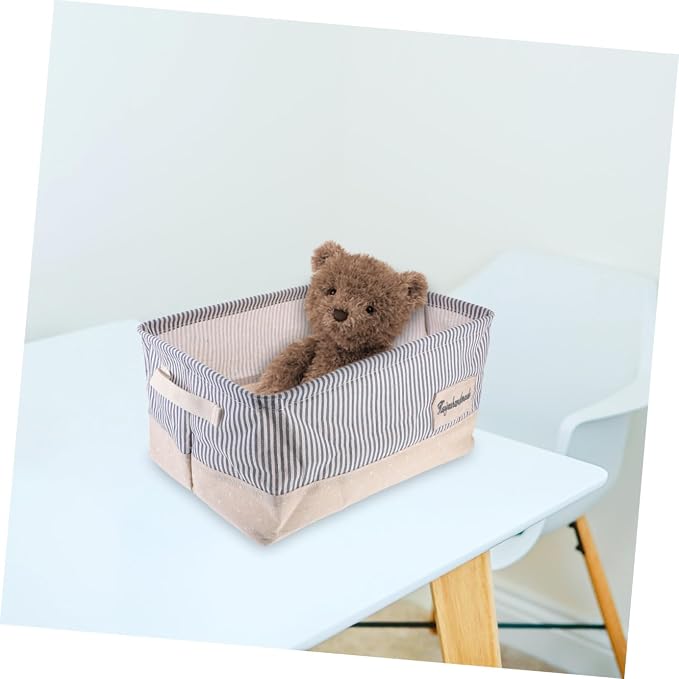Garneck Portable Pet Toy Storage Basket Foldable Organizer for Sundries for Desktop Use Striped Design Easy to Transport