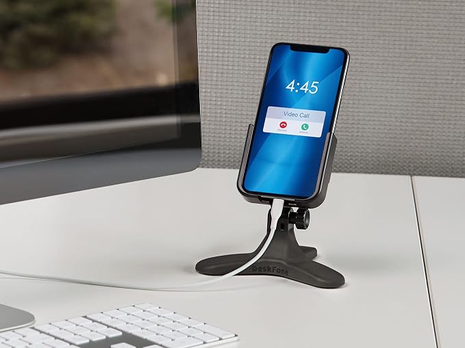 WeatherTech DeskFone - Universal Desktop Cell Phone Holder (Silver Metal Knobs)