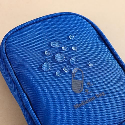 Portable Mini First Aid Pouch, Empty Travel Medicine Bag Pills Pocket for Travel School Home (Dark Blue)
