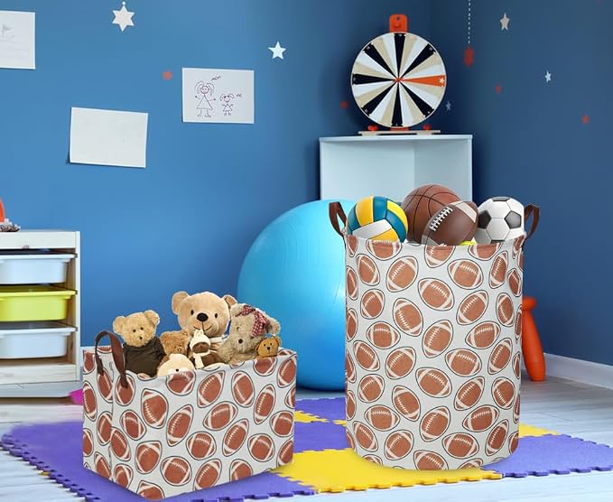 Essme Rectangular Football Baskets ,Kids Storage Box,Toy Bin for Boys with Handles for Room Decor, Kids Basket,Shelf Basket,Toy Organizer(Footballs)