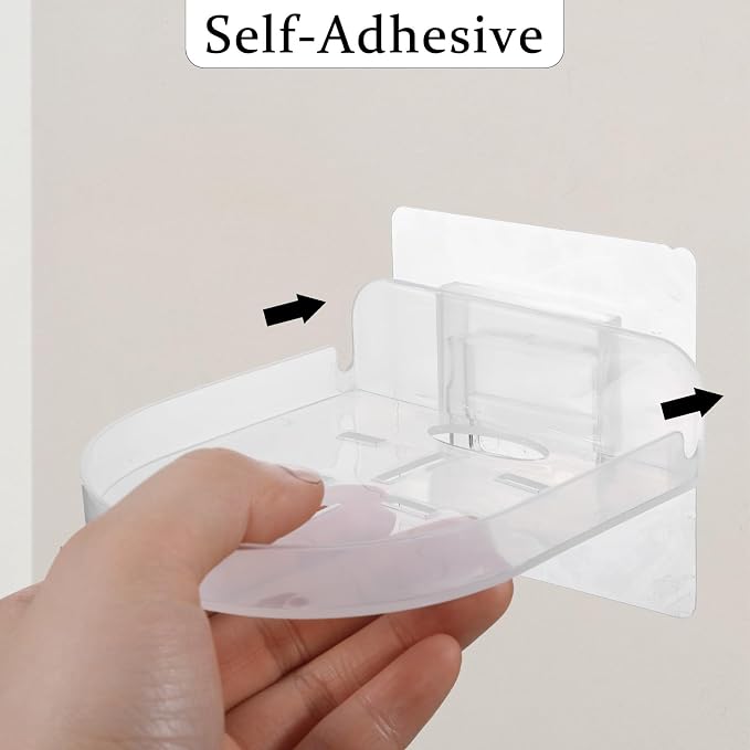 4 Pack Adhesive Security Camera Wall Mount, Universal Transparent Monitor Wall Mount Brackets with Cable Clips Versatile Surveillance Holder Self Adhesive Small Walls Shelf for Bedroom Kitchen Living