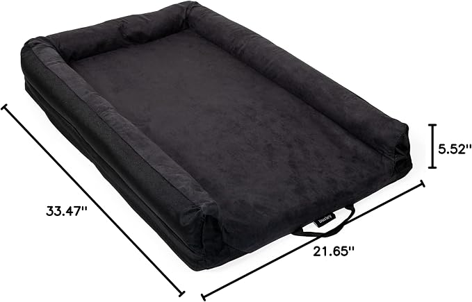 Burley Design Pet Bed, XL, Slate Gray top, Black Sides & Bottom