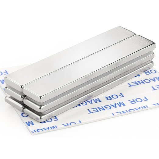 BEST CHOICE MAGNETS 6 Pack Strong Neodymium Bar Magnets, 60 x 10 x 3 mm | Rare Earth Neodymium Magnets with Double-Sided Adhesive Perfect for Fridge, Garage, Kitchen, Craft, Office