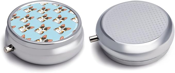 Round 3 Compartment Travel Pill Box Cute Corgi Tricolor Dog Art, Portable Pill Holder for Purse Outdoor Picnic Vitamin Storage