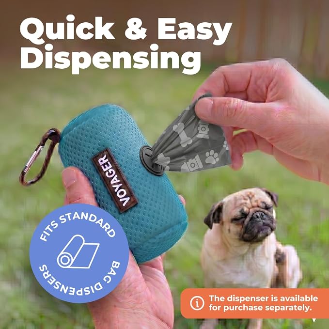 Best Pet Supplies Poop Bags for Dogs - Gray, 240 Count | Scented, Leak-proof, Easy-Tear perforations, 15 Thick Bags per roll, Outdoor Walking & Travel, Fits Standard Holders