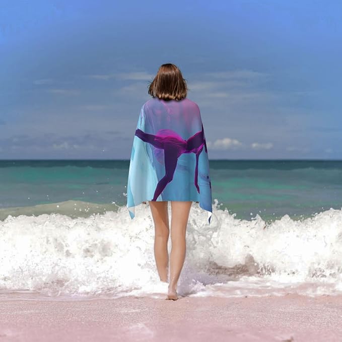 Ballet Dancer Beach Towel 31inx51in, Artistic Sand-Free Microfiber Bath Towel Ultra Soft Quick Dry Pool Towel Absorbent Towel Lightweight Towel for Swimming Bathroom Decor