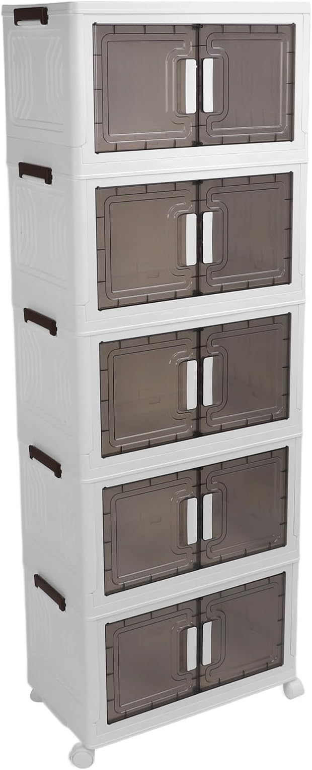 Brrnoo Multi-tier folding storage bin with wheels, 5 layers, 30x30x119 cm