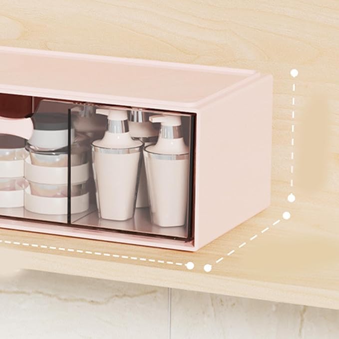 Desktop Lipstick Cosmetic Makeup Organizer Stackable Storage Box Pink