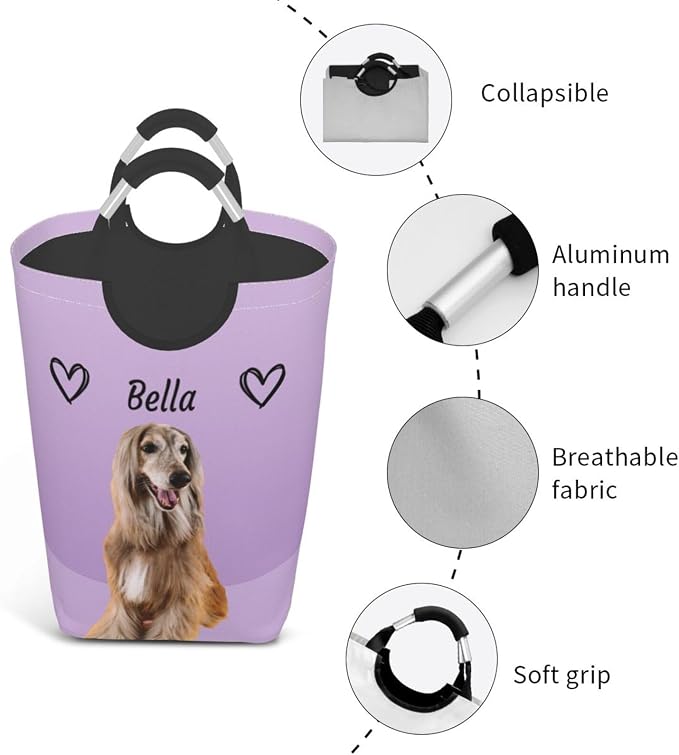 Personalized Extra Large Dog Toy Storage Basket Bin Collapsible Custom Pet Stuff Box Chest Container for Living Room Organizer for Dog Toys,Dog Food,Blankets,Clothing (Lavender)