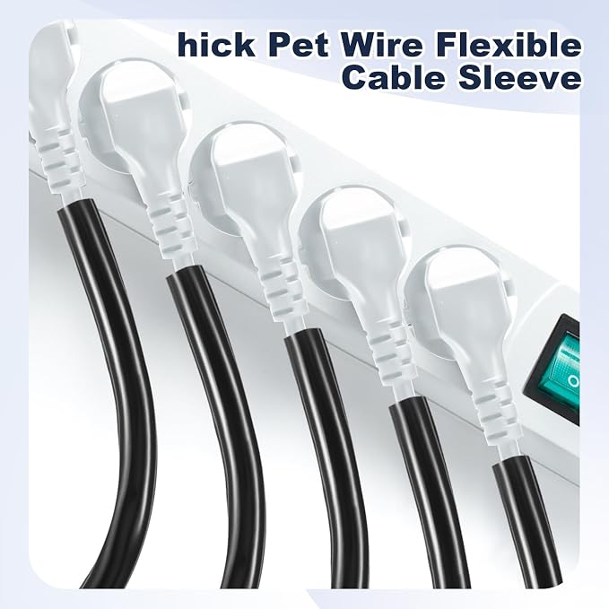Pangda 30 ft Cord Protector for Dogs and Cats, 2 mm Thick 1/2 Inch, Black