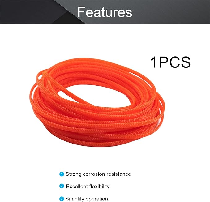 Heyiarbeit 10m/32.8ft PET Expandable Braid Cable Sleeving Flexible Wire Mesh Sleeve Orange 4mm