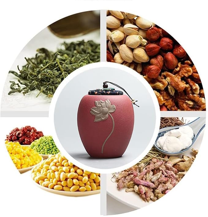Ceramic Tea Canister,Tea Caddy with Airtight Lid,Tea Storage Jars,Portable Food Storage Containers Sealed Tea Tins Can for Loose Tea/Nuts/Sugar/Seed/Coffee,Red