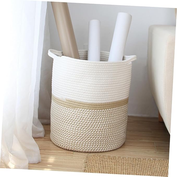 Rope Woven Storage Basket Stylish Pet Organizer Bin Sundries Container for Home High Capacity for Pet Playthings andClothing