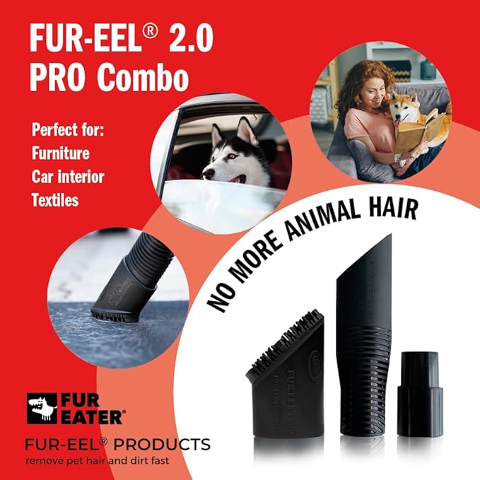 FUR-EEL PRO 2.0 - Single Refill | Universal Vacuum Attachment for Dog & Cat Hair | Replaceable Soft Rubber Head | Washable & Reusable