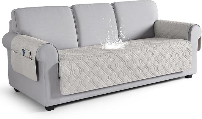 VANSOFY Waterproof Couch Cover for Pets, Off White, 67.3" | Non-Slip, Washable, Utility Pockets, Pet Friendly, Furniture Protector Slipcover for 3 Cushion Couch