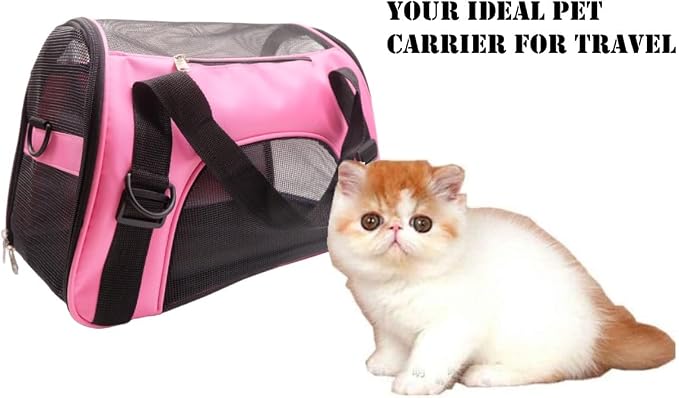 ZaneSun Cat Carrier,Soft-Sided Pet Travel Carrier for Cats,Dogs Puppy Comfort Portable Foldable Pet Bag Airline Approved (LightPink)