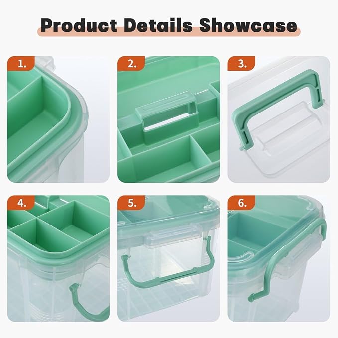 HEY FOLY Set of 2 Medicine Organizer Storage Box with Tray, 15qt+5qt Green Plastic First Aid Box Empty, Thickened Medicine Container Chest, Multipurpose Medical Case with Labels, Green Medicine Caddy