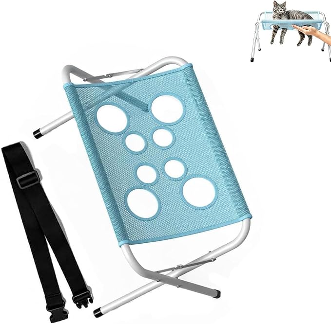 Pet Grooming Hammock Hanging Harness, 2-in-1 Dog Bath Hammock with Stand (Blue)