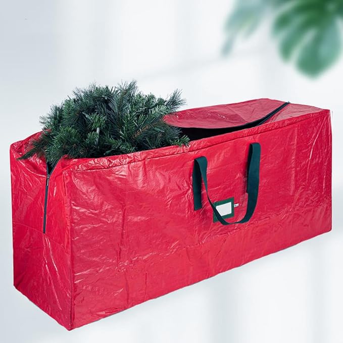 Christmas Tree Storage Bag Non-woven Fabric and Pet Material Large Capacity with Handles, Red Moisture Resistant and Keeps Trees Clean and Dry, for Holiday Decoration Storage
