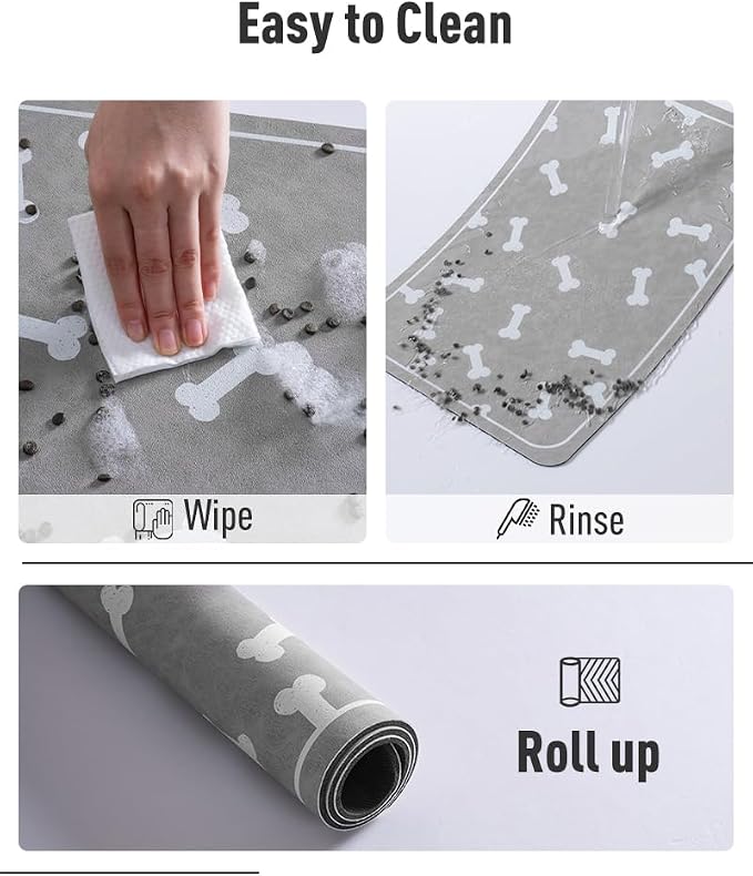 Pet Feeding Mat-Absorbent Dog Mat for Food and Water Bowl-No Stains Easy Clean Dog Food Mat Quick Dry Water Dispenser -Puppy Supplies Stuff-Pet Accessories Cat Bowl
