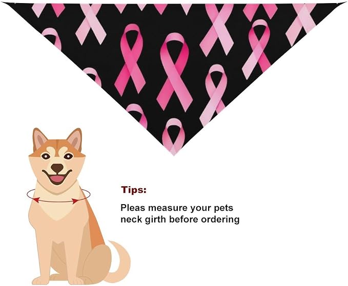 Soft and Lightweight Pet Accessories Scarf Breast Cancer Awareness Ribbons Pink for Small, Medium, Large Dogs and Cats Camping, Hiking, Casual Daily Use